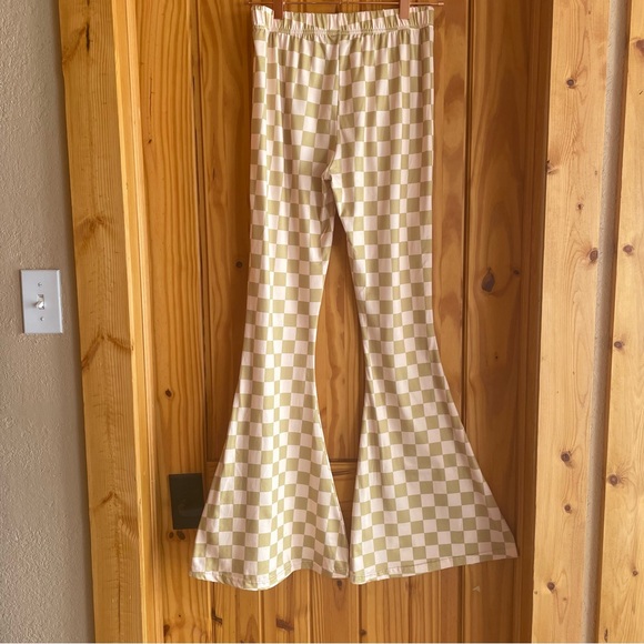 Daisy Del Sol Bell Bottoms - Green Checkerboard - Picture 3 of 10